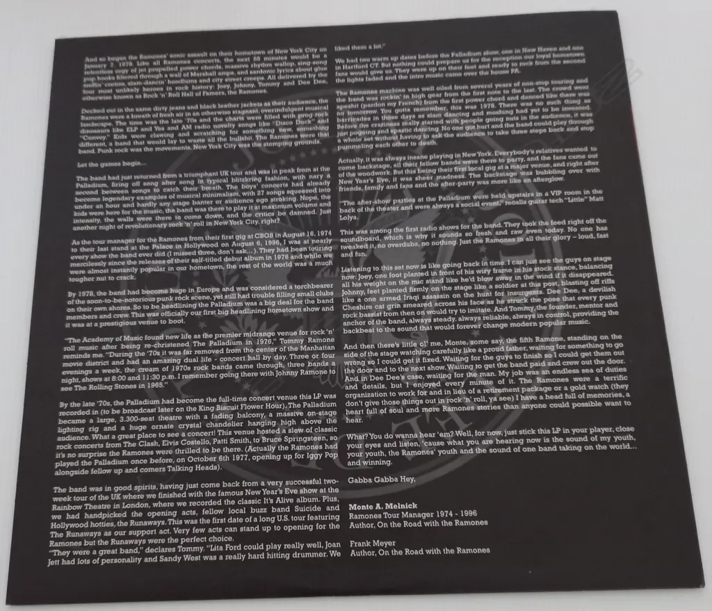 Ramones, Live, January 7, 1978 At The Palladium, NYC (Double album) Image 1++